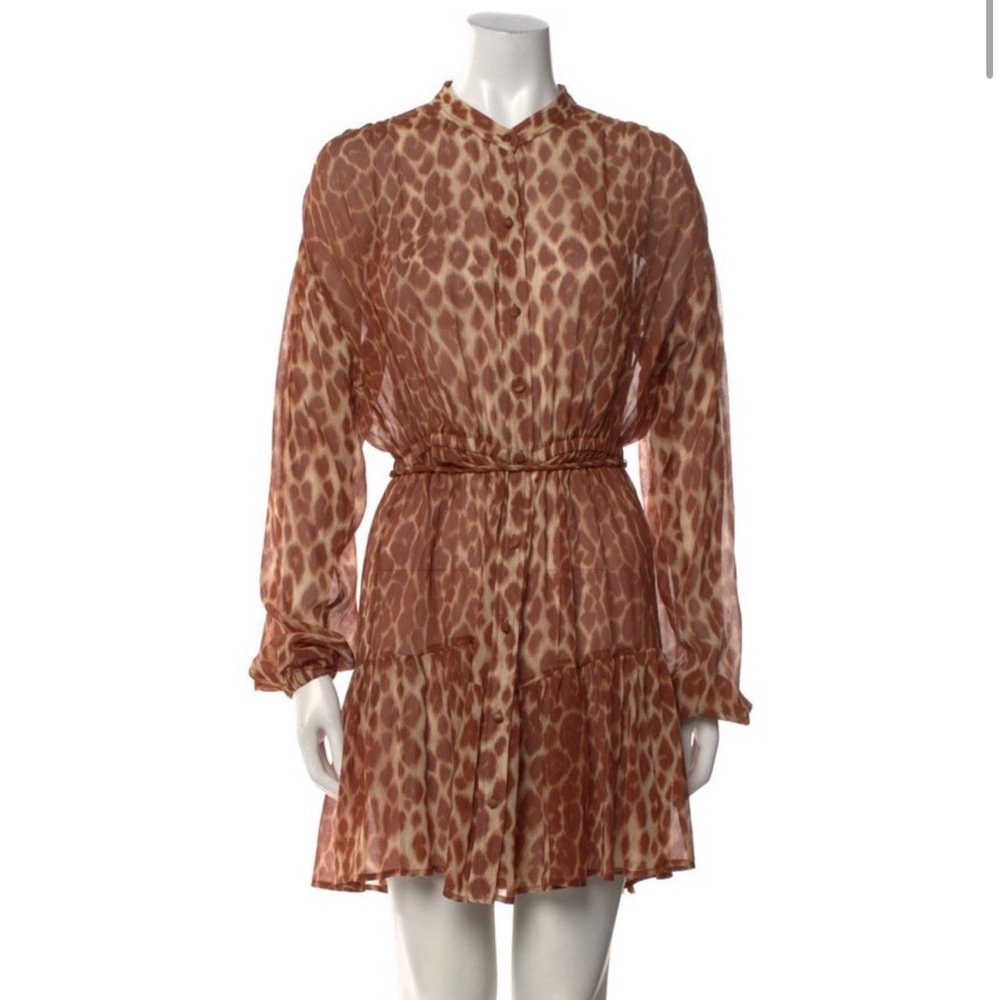 A.L.C. Brown Tie Front Pleated Sundress